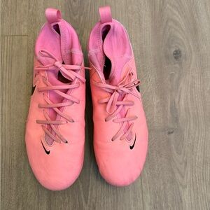 Nike Pink Indoor Soccer Shoes with Black Swoosh